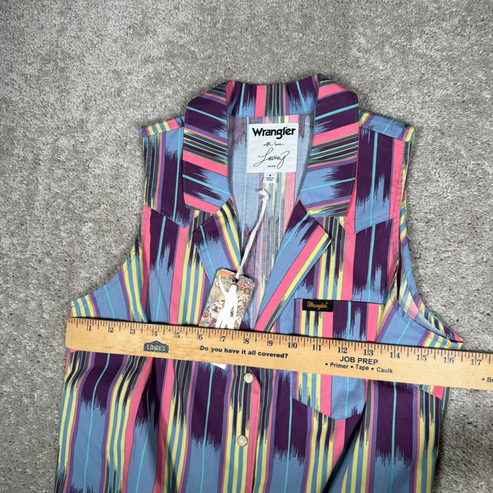 Wrangler x Lainey Wilson Women's S Multicolor Stripe Tie Front Western Top Rodeo - Picture 4 of 9